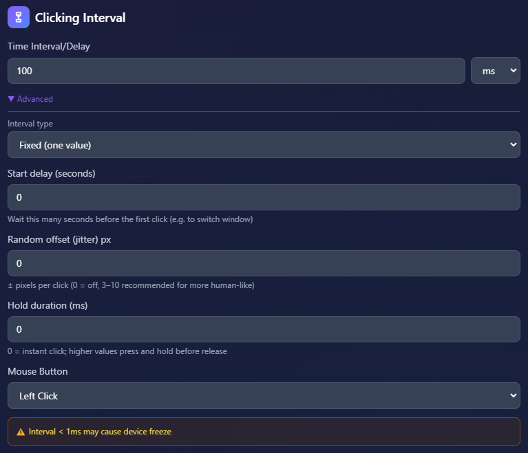 Clicking Interval Advanced